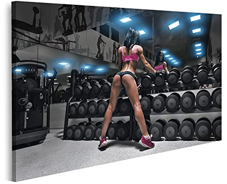 islandburner Bild auf Leinwand Sexy Junge Brünette Frau Im Gym Motivation Work Out Bilder Wandbilder Poster