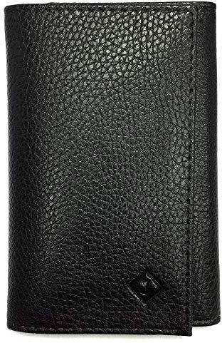 LOLUNA® - Porte Papier Voiture en Cuir Graine Souple - Format 3 Volets Compact - Etui Carte Grise, permis, identité, Assurance, crédit, dans Plusieurs Couleur pour Homme et Femme - Noir