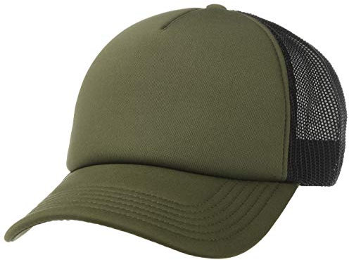 Lipodo 70er Rapper Mesh Cap Damen/Herren - Truckercap aus 100% Polyester - Basecap in Einheitsgröße (55-60 cm) - Oliv-Schwarz