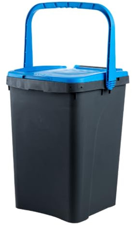 Ecoplast | Poubelle pour collecte différenciée 50 l, poubelle en plastique recyclée, bleue, 43 x 41 x 54,4, fabriquée en Italie