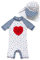BONVERANO Costume Intero Neonato Manica Corta neonata Protezione UV 50+ (Bianco-L'Amore,9-12mesi)…