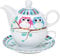 Tea for One Set mit Eule (Kanne & Tasse & Untertasse)
