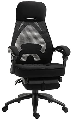 Vinsetto Office Chair with Footrest,High Back Swivel Desk Chair with Adjustable Height and Headrest for Home Office, Black