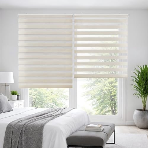 Doppelrollo mit Bohren Thermorollo für Fenster Duo Rollo 80x180 cm Leinen | Duorollo für Fenster und Türen Lichtdurchlässig & Verdunkelnd Stufenlos verstellbar Stoffbreite 77,5 cm Premium StoresDeco