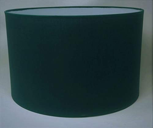 Zylinder Lampenschirm Baumwolle Stoff handgefertigt für Deckenleuchte, Tischleuchte, Stehlampe (Dunkelgrün, 35 cm Durchmesser 23 cm Höhe)