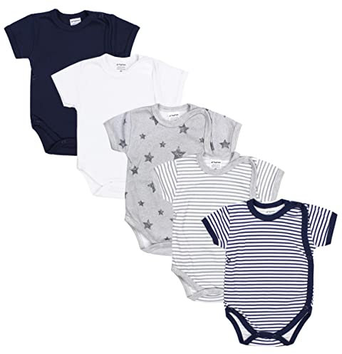 TupTam Baby Body Kurzarm Jungen – Wickelbody Kurzarm aus Baumwolle im 5er Set – OEKO-TEX Zertifiziert, Farbe: Farbenmix 4, Größe: 80