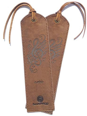 Handgefertigte Lesezeichen aus Leder mit Musiknoten – 2er-Pack Lesezeichen aus echtem Leder – Perfekte Lesezeichen für Männer, Frauen | Tolle Ledergeschenke für begeisterte Leser und Komponisten