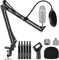 InnoGear Microphone Stand, Adjustable Mic Stand Set for Blue Yeti Nano Suspension Boom Scissor Arm Stand with 5/8 to 3/8 Screw, 5/8 to 1/4 Screw, Nano Mic Windscreen and Dual Layered Mic Pop Filter