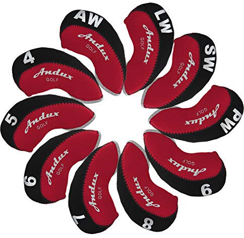 Andux 10pack/set Neoprene Golf Iron Club Head Covers Black/red MT/A02