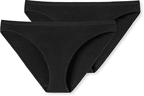 Schiesser Damen 2 Pack Mini Slip Bio Baumwolle - 95/5 Organic Unterwäsche, Schwarz_174294, 36 EU