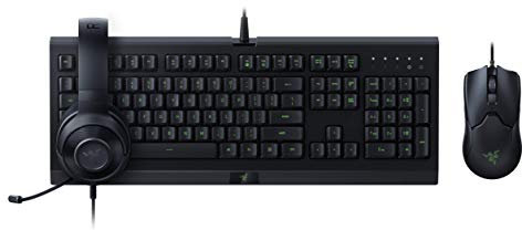 Razer Power Up Bundle – Set di gioco di esports con tastiera Razer Cynosa Lite (Qwertz DE-Layout), mouse Razer Viper e cuffie Razer Kraken X Lite Nero