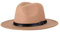 QUUPY Klassischer Fedora-Hut mit breiter Krempe und Gürtelschnalle, Filz-Panamahut für Damen und Herren, Khaki