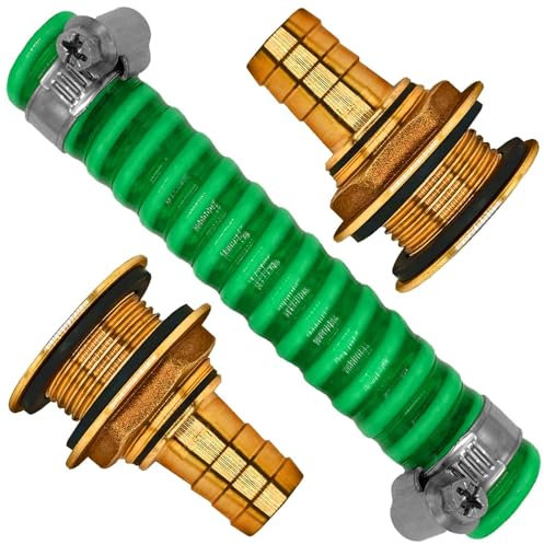 Regentonnenverbinder Set mit 0,5m Saugschlauch | Ausführung auswählen - Tank Loch∅ 43mm mit Tülle Außen∅ ca. 25mmm