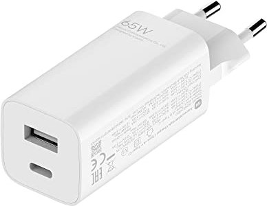 Xiaomi 65W con Cargador GAN (Tipo A + Tipo C) - Cargador de Carga rápida de 65W, GAN, Material semiconductor de Tercera generación, Compacto, Blanco (Versión ES + 3 años de garantía)