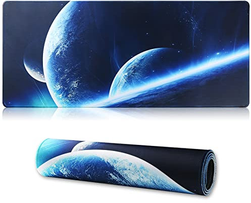 Jahosin Großes Gaming-Mauspad mit genähten Kanten,[70x30cm] Erweitertes Mauspad mit Rutschfester Naturkautschukbasis für Gamer/Desktop/Büro/Home(70x30 Spaceball)