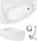 VBChome Badewanne 130x85 cm Acryl SET Schürze Siphon Wanne Ecke Eckbadewanne Weiß Design Modern Ablaufgarnitur Wanne links Schürze Ablaufgarnitur