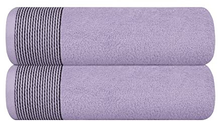 GLAMBURG Baumwolle 2er-Pack übergroße Badetücher 100 x 150 cm, große Badetücher, extrem saugfähig, kompaktes und leichtes Handtuch — Dunkelviolett