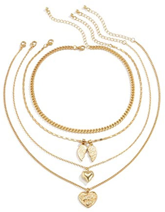 Banemi Silber Halskette Damen, Sis Ketten 4-Layered Brief Herz Erleichterung Choker für Teen Girls Schmuck