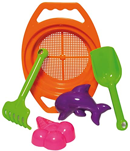 DOHÁNY Sandspielzeug Set Schaufel Rechen Förmchen Sieb 5-TLG. Sand- und Wasserspielzeug