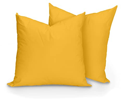 Hans-Textil-Shop 2er Set Kissenbezüge, 100% Baumwolle, Reißverschluss - Kopfkissen, Dekokissen, Couchkissen, Sofakissen (30x60 cm, Gelb)