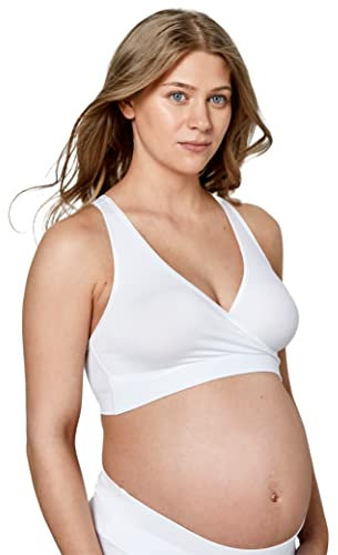 Medela Keep Cool Schlaf-BH, nahtloser Schwangerschafts- und Still-Schlaf-BH mit vollen Rücken-Atemzonen, Weiß, M