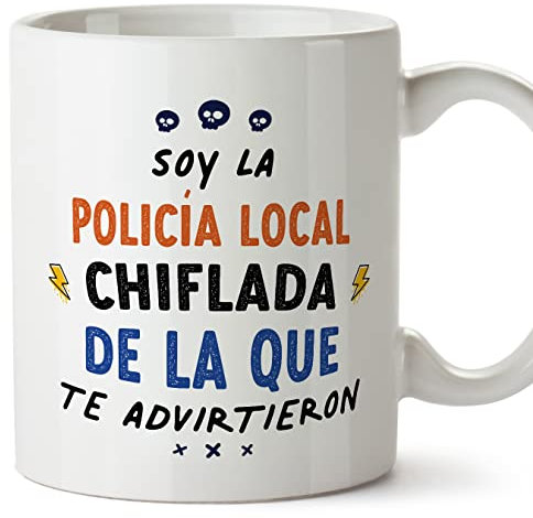 MUGFFINS Tazas para POLICÍA LOCAL mujer - En Español - Todos te advirtieron - 11 oz / 330 ml - Regalo original y divertido