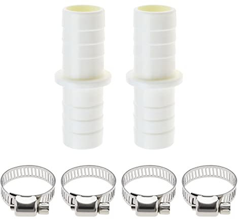 eMagTech 2PCS Washing Machine Drain Hose Connectors Plastic Hose Extension Adapter with 4PCS Hose Clamps for Washing Machine Dishwasher Water Pipe