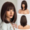 HAIRCUBE Dritto Breve Charming Bob con Bangs Parrucche per Donna Natura Resistente al calore Fibra sintetica Partito/Cosplay/Costume/Parrucca quotidiana (marrone scuro)
