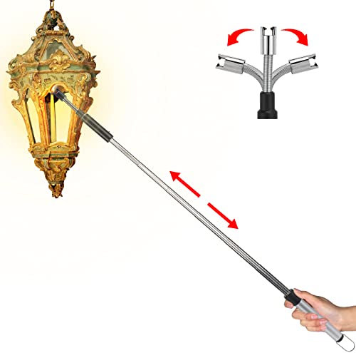 Feuerzeug Elektrisch, Einziehbare Länge (29cm- 75cm), Zündanschluss Kann um 360 ° Gedreht Werden, Wiederaufladbar über USB, Feuerzeuge Geeignet Zum Anzünden von Kerzen, Grills, Kaminen, Feuerstellen