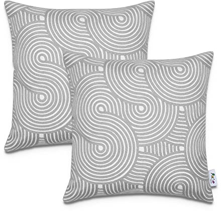 Paco Home Kissenbezug Deko Kissenhülle Bezug Kissenbezüge Zierkissen 2er Set Sofa Zierkissen Wohnzimmer Blätter Skandi, Farbe:Grau, Sets:2pcs-Set