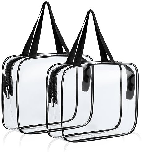 Aucuu Clear Toiletries Bag, 2Pack PVC Waterproof Toiletries Carry Pouch, TSA Approved Travel Toiletry Bag with Zipper, Multi-Size Cosmetic Makeup Bags for Men, Women and Kids - Travel Business Trip