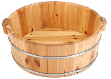 AWHAO Multipurpose Foot Bath Barrel Wooden Foot Basin Footbath Basin Tub Household Footbath Bucket Wood Foot Tub Pedicure Bowl Foot Spa Bowl Thickening Foot Bath Barrel for Home Use, 16x40cm A