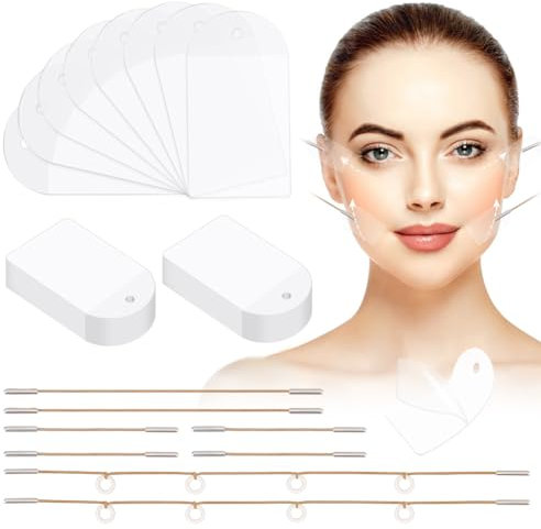 AHANDMAKER Facelift-Klebeband Mit Hebeseil-Sets, 60 Stück Face Tape Lifting Invisible, Sofortiges Facelift-Nackenband, Gesichtsband Für Doppelkinn, Wangen, Augen, Falten, Schlaffe Haut