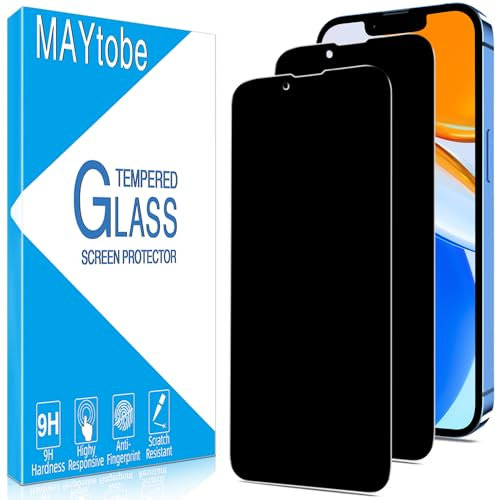 MAYtobe 2 Pack Privacy Screen Protector for iPhone 13 Mini, Anti Spy Tempered Glass, Case Friendly, Anti-Scratch, Touch Sensitive, No Bubbles