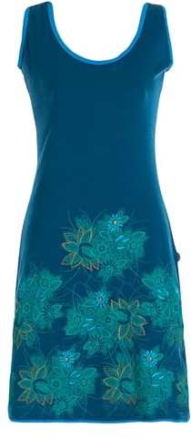 Vishes Damen Minikleid I Größe 34-48 I Handgefertigt aus 100% Baumwolle I Stylisches Sommerkleid für Freizeit & Alltag I Nachhaltige Alternative Bekleidung