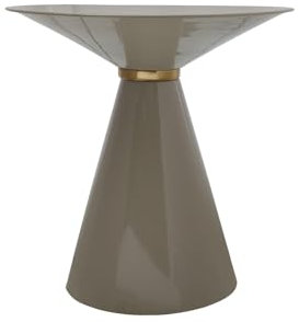 Qiyano Beistelltisch rund Kegel Gold glänzend aus 100% Eisen Metall Modern Wohnzimmer Nachttisch Couchtisch Pflanzenständer Ablage Retro Paris Handgefertigt Höhe: 40 cm Farbe: Taupe