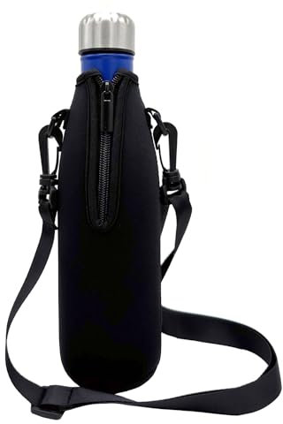 AMMKRO Water Bottle Bag Neoprene Water Bottle Sleeve Holder Drink Bottle Pouch Cooler with Shoulder Strap for 17Oz to 20 Oz Water Bottle (17Oz Shoulder)
