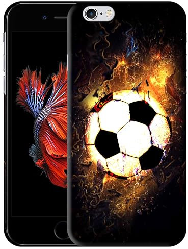 GlamCase for iPhone 6 Plus / 6s Plus, iPhone 6 Plus / 6s Plus Case - Soccer On Fire Printed Slim & Sleek Cute Plastic Hard Protective Designer Back Case/Cover for iPhone 6 Plus / 6s Plus White
