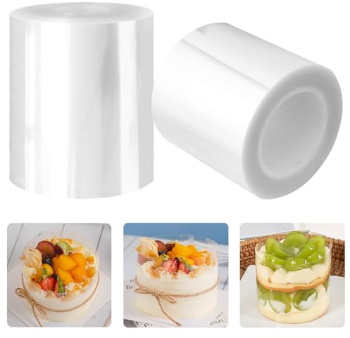 Rodoide Transparent Patisserie, 2 Pièces Rhodoid Patisserie 6cm x 10m | Colliers à Gâteau pour la Cuisson, Rouleau DAcétate pour la Décoration de Gâteaux, la Pâtisserie et la Mousse au Chocolat