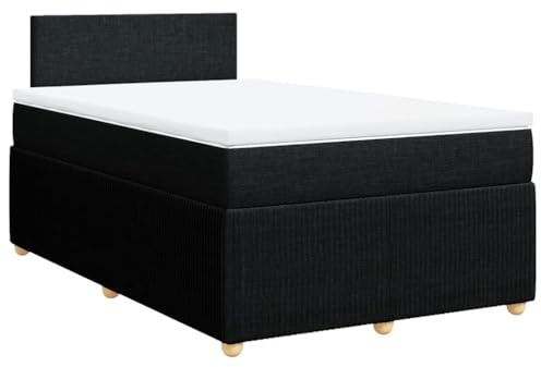vidaXL Boxspringbett mit Matratze Schwarz 120x190 cm Stoff