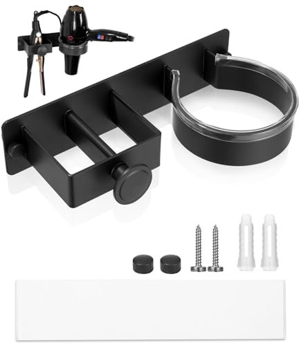Cexovo Föhn Halterung Edelstahl Halter für Haartrockner Föhn und Glätteisen Halterung Fönhalter Ohne Bohren Haartrocknerhalter Wandhalterung Fönhalterung Bad Barbershop