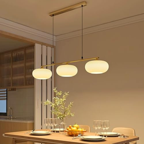 7IKE-II Modern Runde Pendelleuchte E27 Esstisch Hängeleuchte 3-flammig Lampenschirm Weiß Mattiert Pendellampe Innenbeleuchtung Verstellbare Heimdekoration Für Esszimmer Küche Inselleuchte