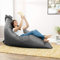 Riesiger Sitzsack-Stuhlbezug, wasserdicht, mit doppeltem Reißverschluss, extra groß, 140 x 180 cm, für drinnen und draußen, Sitzsack-Bezug für Zuhause, Garten, Gamer, extra starke Nähte, Grau ohne