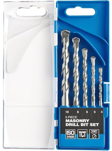 AMK® Draper Masonry Drill Bit Set 5 Piece Sizes 4-10mm Tungsten Carbide Tipped For Impact & Power Drills