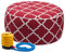 IN4 Care Aufblasbarer Ottoman-Pouf für drinnen und draußen, D20 x H9, Allwetter-Fußhocker mit Fußpumpe, wasserabweisend, tragbare Fußstütze mit Griff für Terrasse, Garten, Camping, Reisen, rote