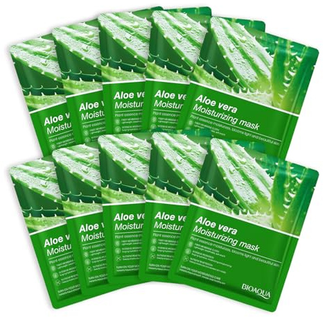 10 PCS Aloe Vera Face Mask,Vera Face Mask Face Masks Skincare Sheet,Aloe Organic Facial Mask Skin Care Product Soothing & Natural Ingredients for All Skin Types