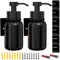 TEHEO Seifenspender Wandbefestigung Schwarz, Glas Seifenspender 250ml, Wandseifenspender Kleben oder Bohren, Seifenspender Bad Soap Dispenser, Spülmittelspender, Shampoo Spender für Dusche [2 Stück]