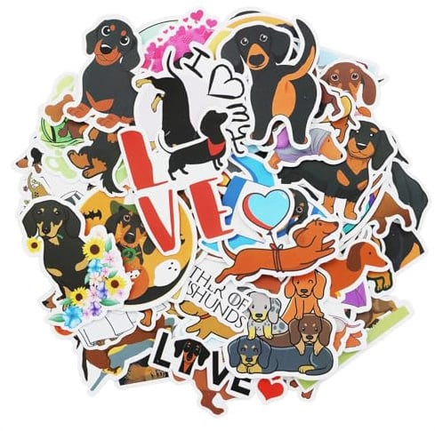 Dackel Aufkleber für Laptop(50 PCS),Geschenk für Kinder Teens Erwachsene Jungen,Dachshund Stickers wasserdichte Vinyl Aufkleber für Scrapbook,Skateboard,Auto,Gepäck
