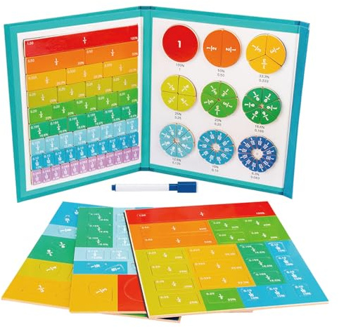 Dr. MUYA® Puzzle Educativo Fracciones Magnéticas, Juegos para Niños 5 6 7 8 9 Años, Montessori 5 Años, Juegos Matemáticos, Rompecabezas Magnético, Regalos Niños Niñas Estudiantes