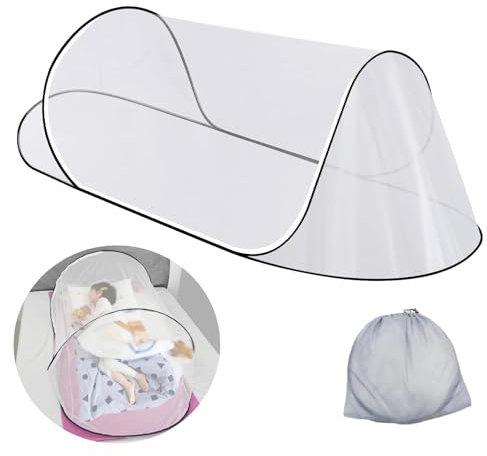 Moskitonetz Reise & Bett - Pop Up & Zusammenklappbar - Wirksam gegen Mücken - Große Größe 200x80x56cm - Perfekt für Campingbett